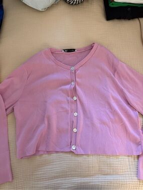 Zara Light Pink Button-Front Cardigan Set